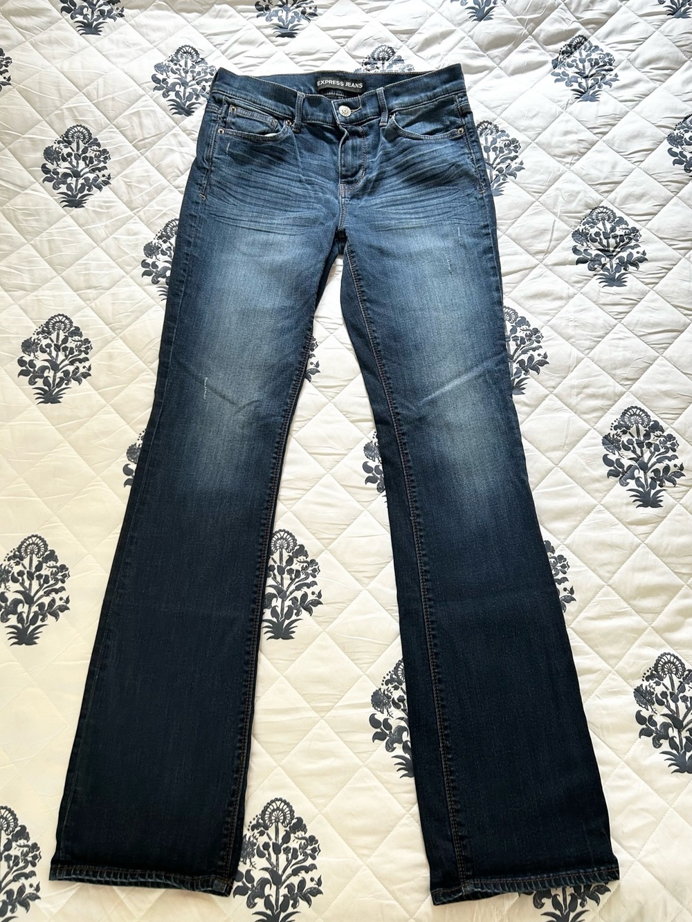 Vintage 2014 Express MIA Mid Rise Barely Boot Dark Blue Jeans - Stretch Denim 8L